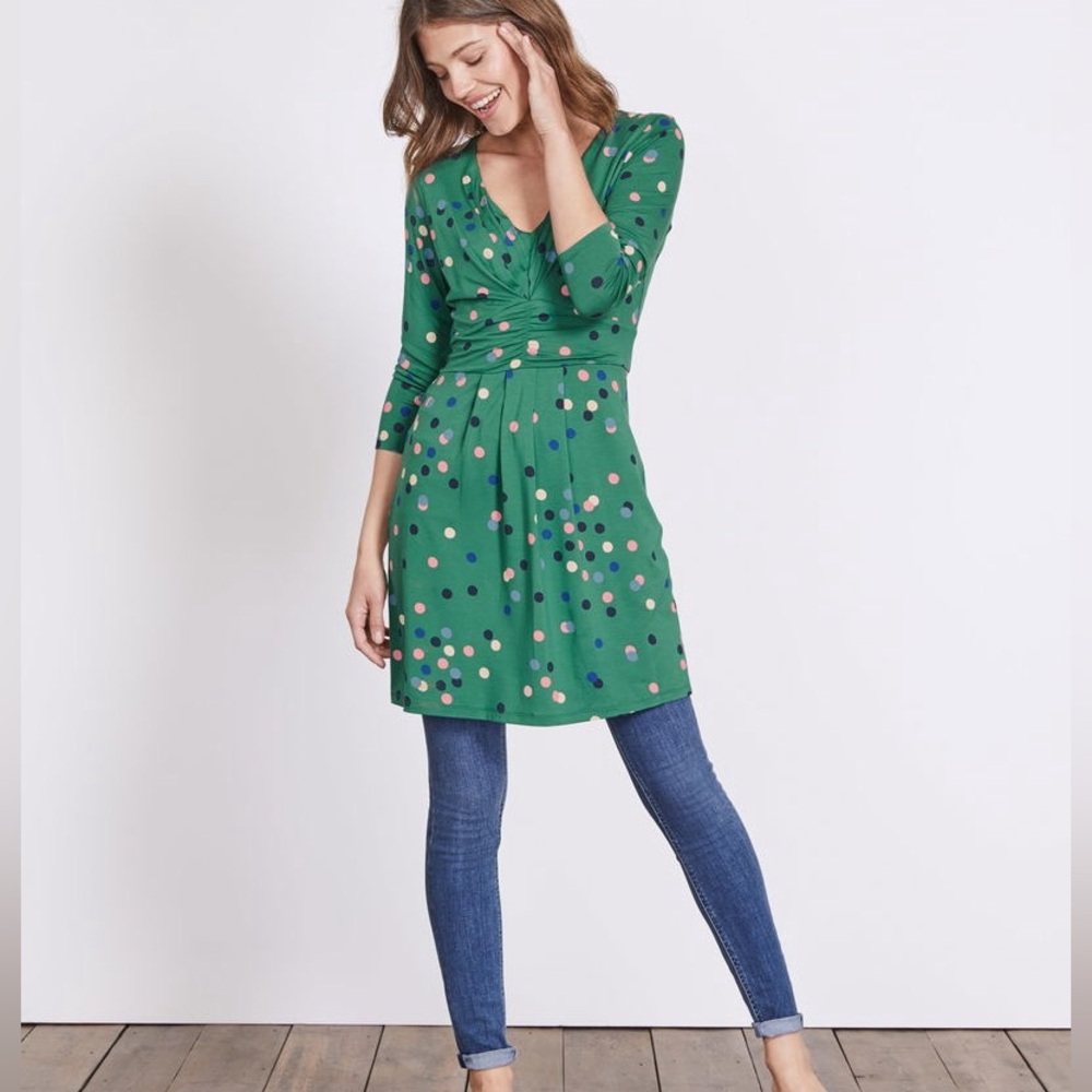 Boden Gray Polka Dot Marion Jersey Tunic Dress Size 6 Regular - Picture 7 of 8